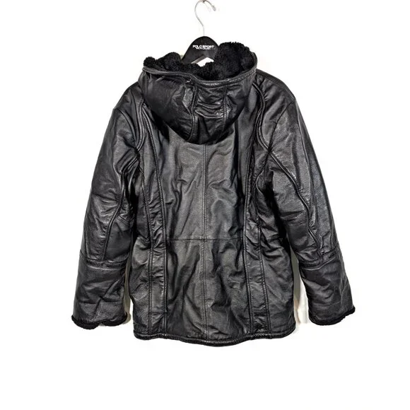 Classic Bullhide B-3 Leather Bomber Jacket Men’s XL Black Shearling Aviator Vtg